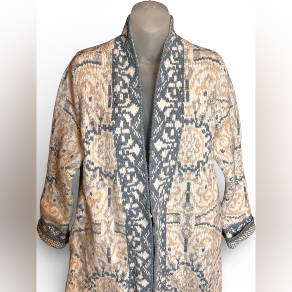 ❗️SOLD ❗️ & Cream Long Cardigan Sweater Women’s Large Soft Surroundings cozy - Picture 7 of 15